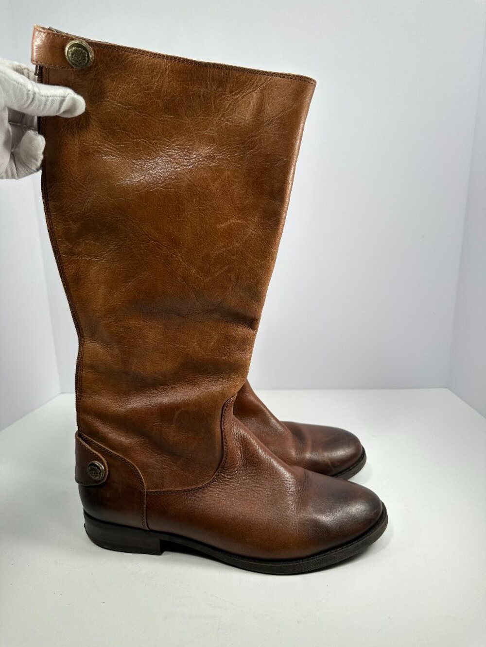 Arturo Chiang Cognac Brown Tall Leather Boots - 10M